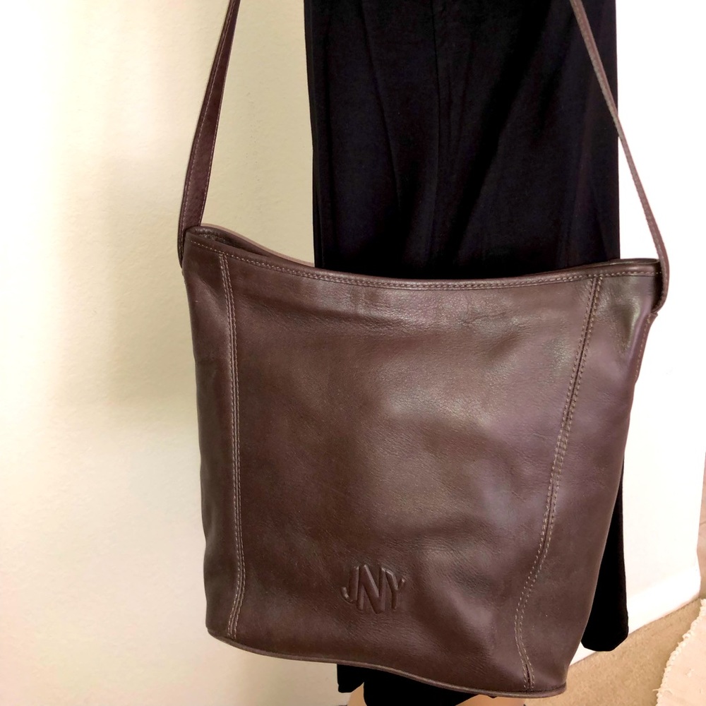 JNY Chocolate Leather Bucket Bag